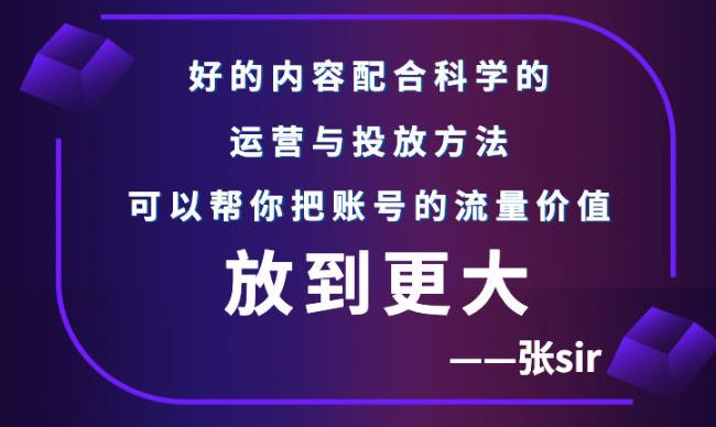 张sir账号流量增长课，告别海王流量，让你的流量更精准-佛系网创