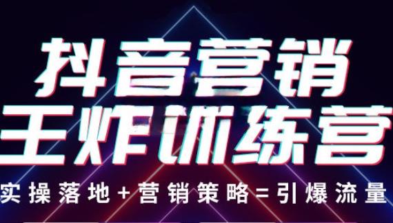 抖音营销王炸训练营，实操落地+营销策略=引爆流量（价值8960元）-佛系网创