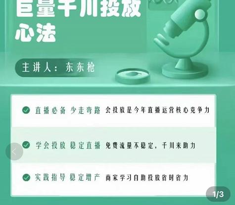 巨量千川优化师投放实操课，学会投放，稳定直播，稳定增产-佛系网创