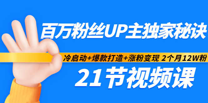 百万粉丝UP主独家秘诀：冷启动+爆款打造+涨粉变现2个月12W粉（21节视频课)-佛系网创