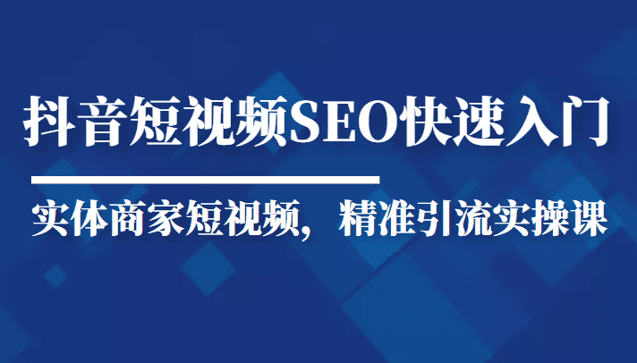 抖音短视频Seo搜索排名优化新手快速入门教程，实体商家短视频，精准引流实操课-佛系网创