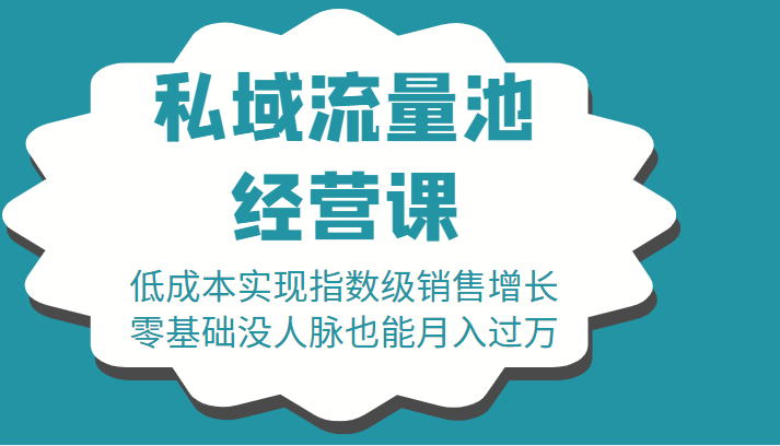 16堂私域流量池经营课：低成本实现指数级销售增长，零基础没人脉也能月入过万-佛系网创