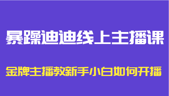暴躁迪迪线上主播课，金牌主播教新手小白如何开播-佛系网创