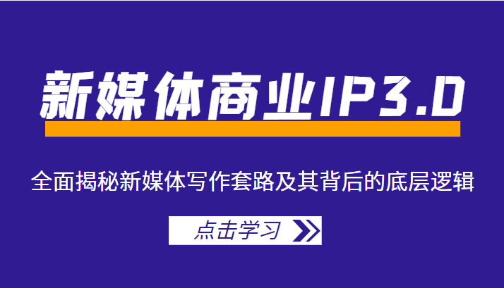 新媒体商业IP3.0，全面揭秘新媒体写作套路及其背后的底层逻辑（价值1299元）-佛系网创