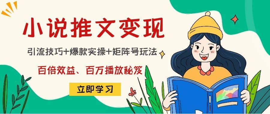 小说推文训练营：引流技巧+爆款实操+矩阵号玩法，百倍效益、百万播放秘笈-佛系网创