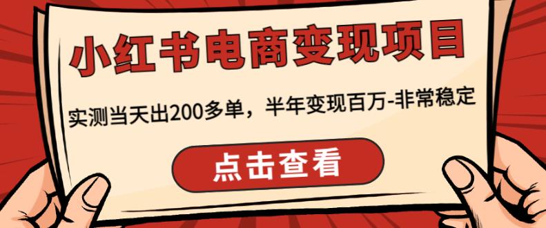 顽石·小红?书电商变现项目，实测当天出200多单，半年变现百万，非常稳定-佛系网创