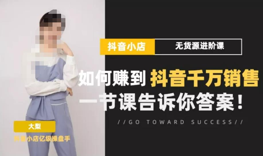 梨子会·抖店无货源进阶冲刺课，如何赚到抖音千万销售，这套课程会告诉你答案-佛系网创