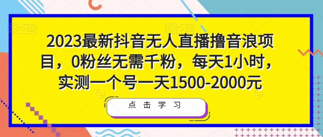 2023最新抖音无人直播撸音浪项目，0粉丝无需千粉，每天1小时，实测一个号一天1500-2000元-佛系网创