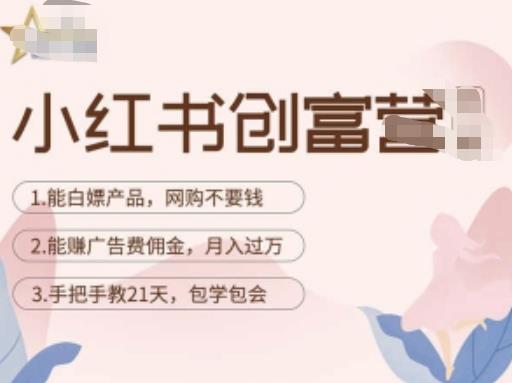 小红书创富营-教小红书带货，陪跑21天，教你赚广告费佣金，月入过万-佛系网创