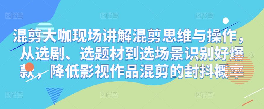 混剪大咖现场讲解混剪思维与操作，从选剧、选题材到选场景识别好爆款，降低影视作品混剪的封抖概率-佛系网创