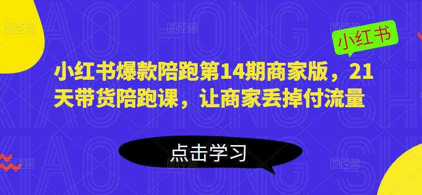 小红书爆款陪跑第14期商家版，21天带货陪跑课，让商家丢掉付流量-佛系网创
