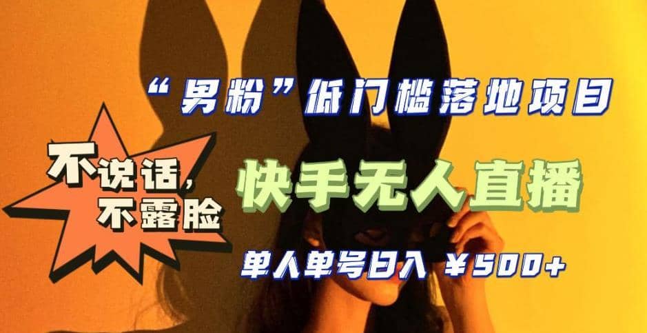 【全新升级】零基础单人单号单晚500+，不说话，不露脸，4月最新超皮实快手无人直播-佛系网创