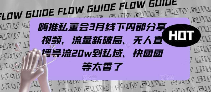 嗨推私董会3月线下内部分享视频，流量新破局、无人直播导流20w到私域、快团团等太香了-佛系网创