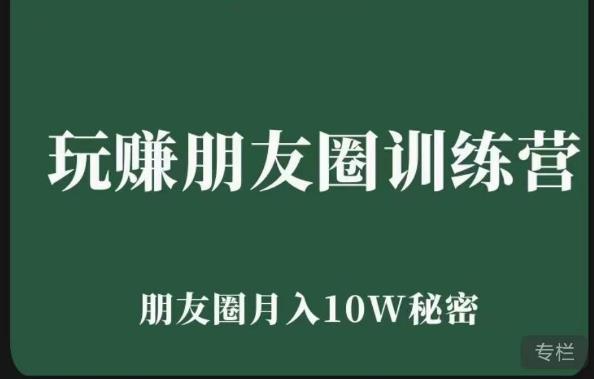 玩赚朋友圈系统课，朋友圈月入10W的秘密，?7天系统图文课程-佛系网创