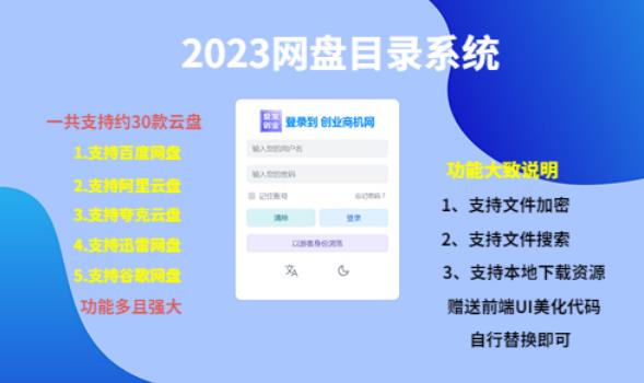 （项目课程）2023网盘目录运营系统，一键安装教学，一共支持约30款云盘-佛系网创
