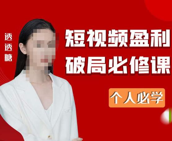 2023最新透透糖短视频盈利破局必修课——个人必学-佛系网创