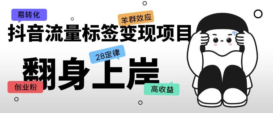抖音流量标签变现项目，抖音创业粉轻松转化，单价高收益简单-佛系网创