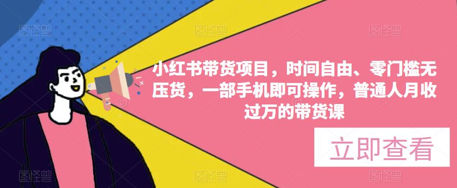 小红书带货项目，时间自由、零门槛无压货，一部手机即可操作，普通人月收过万的带货课-佛系网创