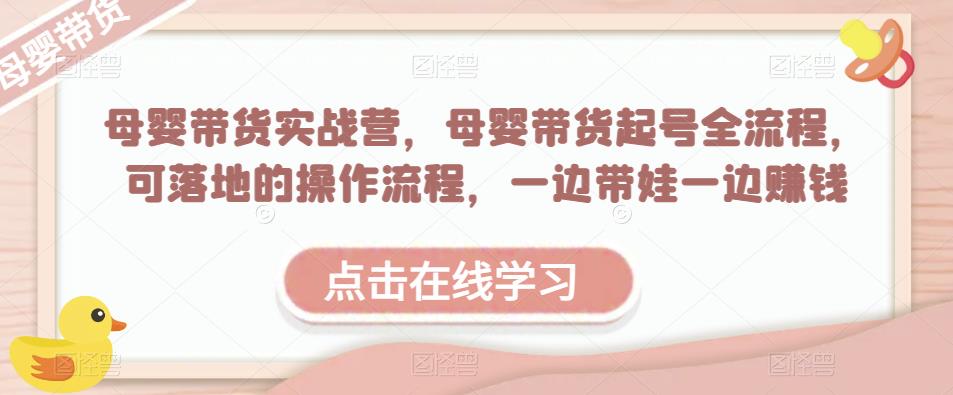母婴带货实战营，母婴带货起号全流程，可落地的操作流程，一边带娃一边赚钱（附素材）-佛系网创