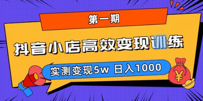 抖音小店高效变现训练营（第一期）,实测变现5w，日入1000【揭秘】-佛系网创