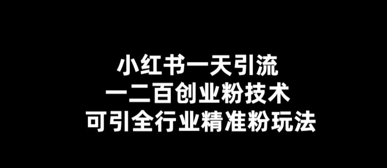 小红书一天引流一二百创业粉技术，可引全行业精准粉玩法【仅揭秘】-佛系网创