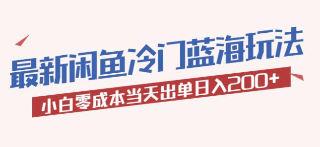2023最新闲鱼冷门蓝海玩法，小白零成本当天出单日入200+【揭秘】-佛系网创