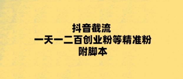 最新抖音截流玩法，一天轻松引流一二百创业精准粉，附脚本+玩法【揭秘】-佛系网创
