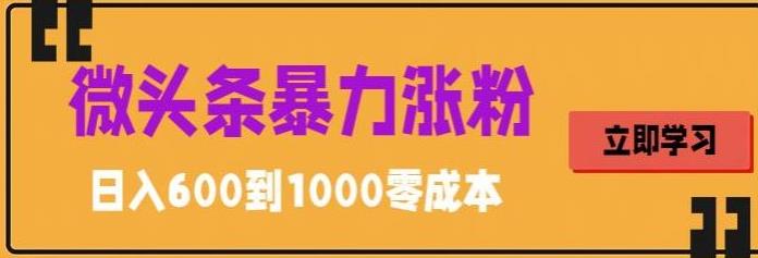 微头条暴力涨粉技巧搬运文案就能涨几万粉丝，简单0成本，日赚600【揭秘】-佛系网创