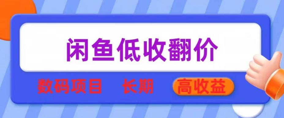 闲鱼低收翻价数码暴利项目，长期高收益【揭秘】-佛系网创