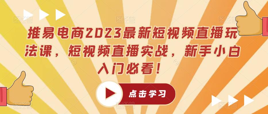 推易电商2023最新短视频直播玩法课，短视频直播实战，新手小白入门必看！-佛系网创
