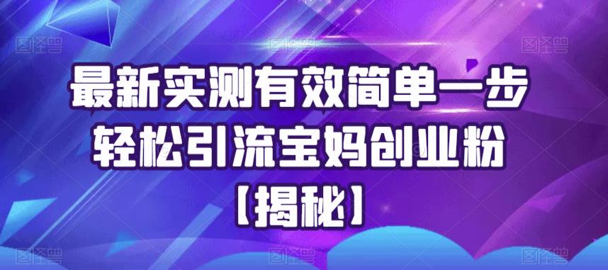 最新实测有效简单一步轻松引流宝妈创业粉【揭秘】-佛系网创