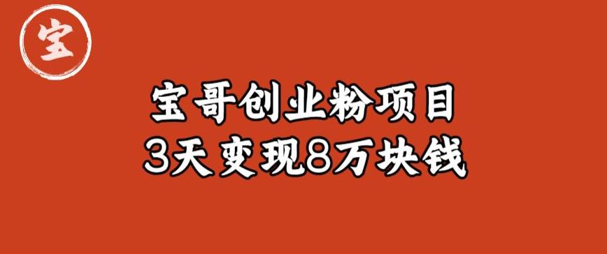 宝哥IP图文创业粉引流项目实战分享：单个账号3天涨粉1万，变现8万块钱（图文教程）【揭秘】-佛系网创