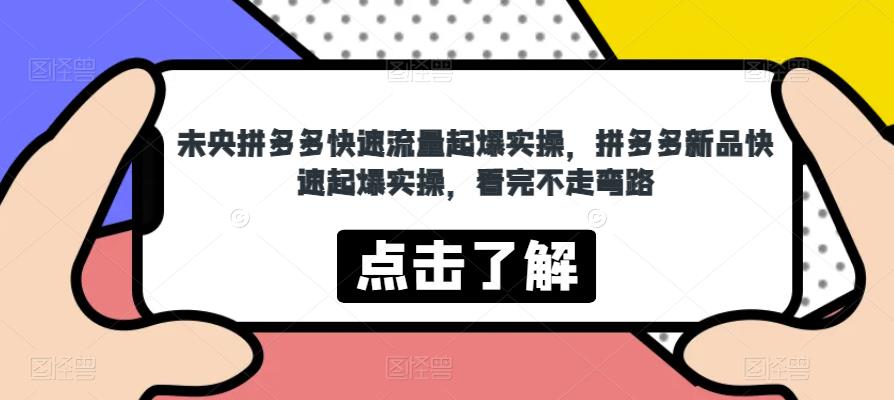 未央拼多多快速流量起爆实操，拼多多新品快速起爆实操，看完不走弯路-佛系网创