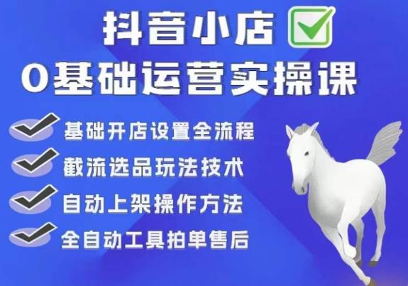 白马电商·0基础抖店运营实操课，基础开店设置全流程，截流选品玩法技术-佛系网创
