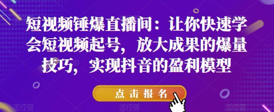 短视频锤爆直播间：让你快速学会短视频起号，放大成果的爆量技巧，实现抖音的盈利模型-佛系网创