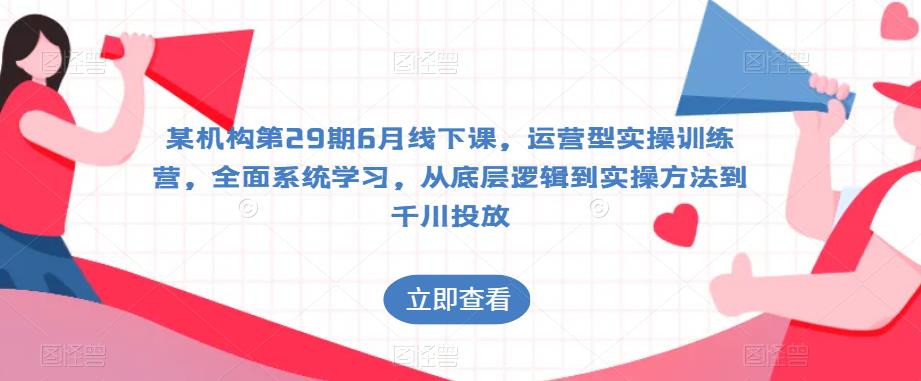 某机构第29期6月线下课，运营型实操训练营，全面系统学习，从底层逻辑到实操方法到千川投放-佛系网创