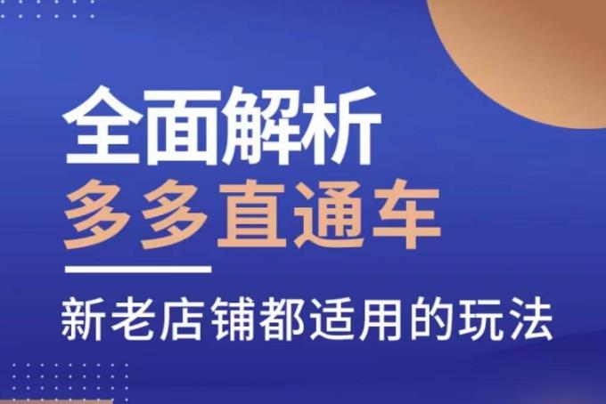 全面解析多多直通车，?新老店铺都适用的玩法-佛系网创