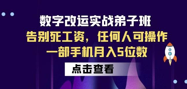 数字改运实战弟子班：告别死工资，任何人可操作，一部手机月入5位数-佛系网创