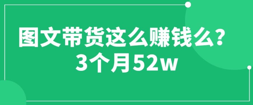图文带货这么赚钱么? 3个月52W 图文带货运营加强课【揭秘】-佛系网创