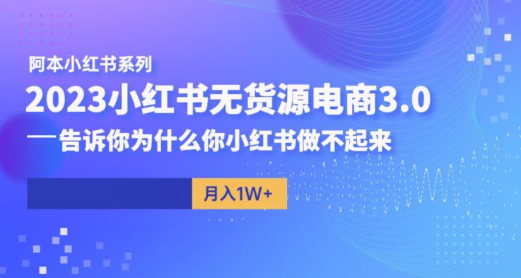 阿本小红书无货源电商3.0，告诉你为什么你小红书做不起来-佛系网创