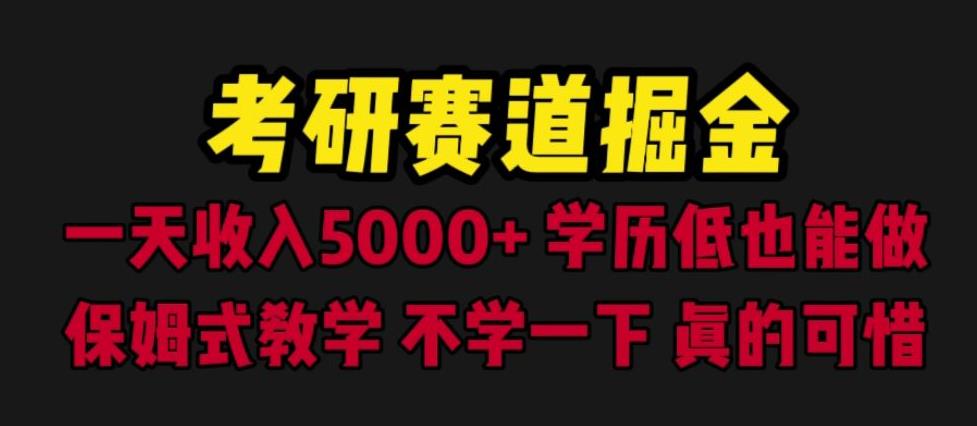 考研赛道掘金，一天5000+学历低也能做，保姆式教学，不学一下，真的可惜-佛系网创