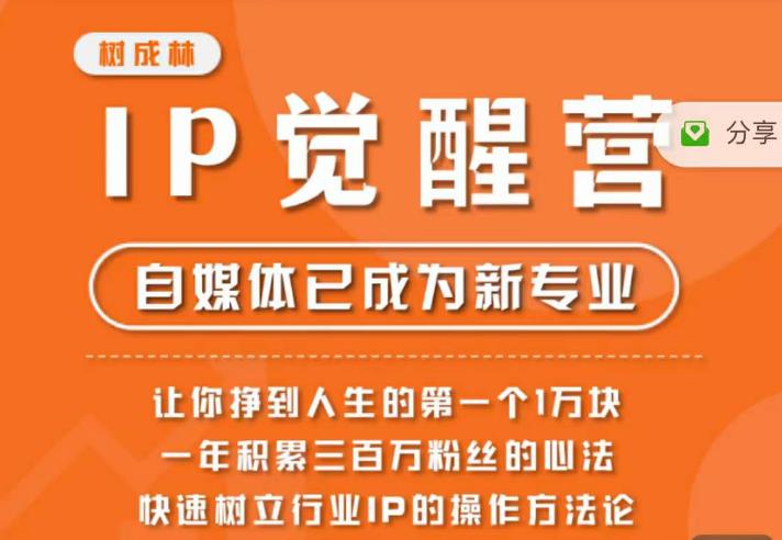 树成林·IP觉醒营，快速树立行业IP的操作方法论，让你赚到人生的第一个1万块（更新）-佛系网创
