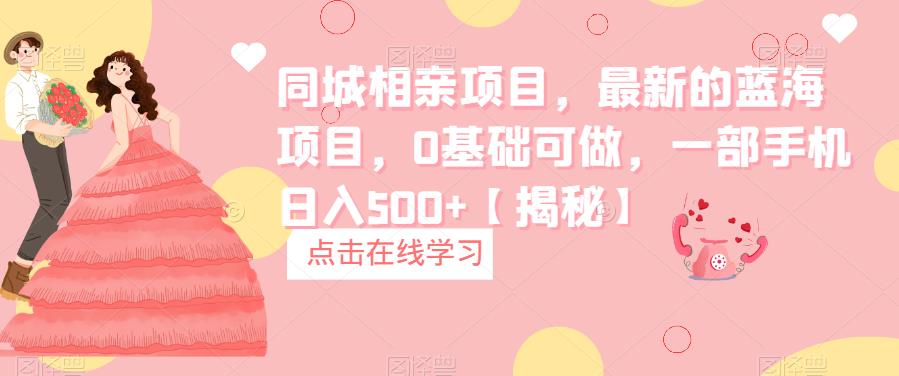 同城相亲项目，最新的蓝海项目，0基础可做，一部手机日入500+【揭秘】-佛系网创