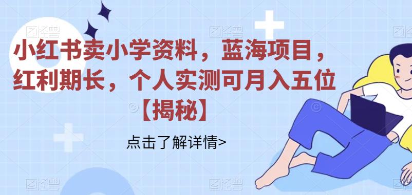 小红书卖小学资料，蓝海项目，红利期长，个人实测可月入五位【揭秘】-佛系网创
