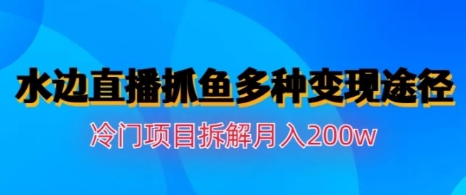 水边直播抓鱼，多种变现途径冷门项目，月入200w拆解【揭秘】-佛系网创