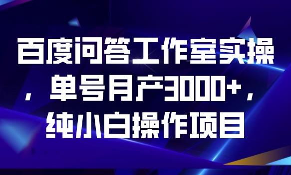 百度问答工作室实操，单号月产3000+，纯小白操作项目【揭秘】-佛系网创
