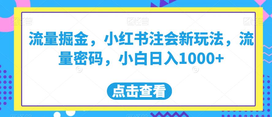 流量掘金，小红书注会新玩法，流量密码，小白日入1000+【揭秘】-佛系网创