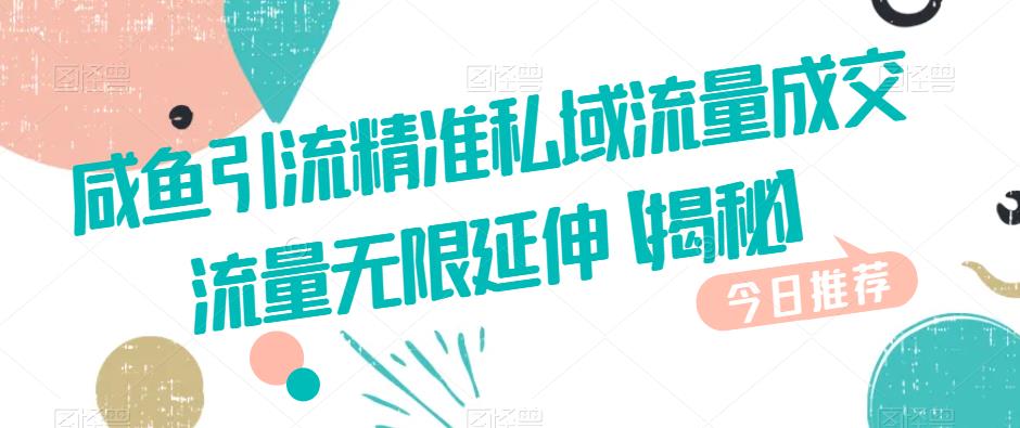 咸鱼引流精准私域流量成交流量无限延伸【揭秘】-佛系网创