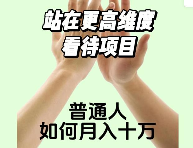 2023最火项目：站在更高维度看待项目，普通人如何月入十万【揭秘】-佛系网创