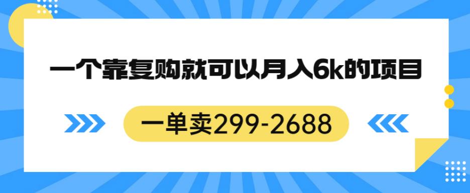 一单卖299-2688，一个靠复购就可以月入6k的暴利项目【揭秘】-佛系网创